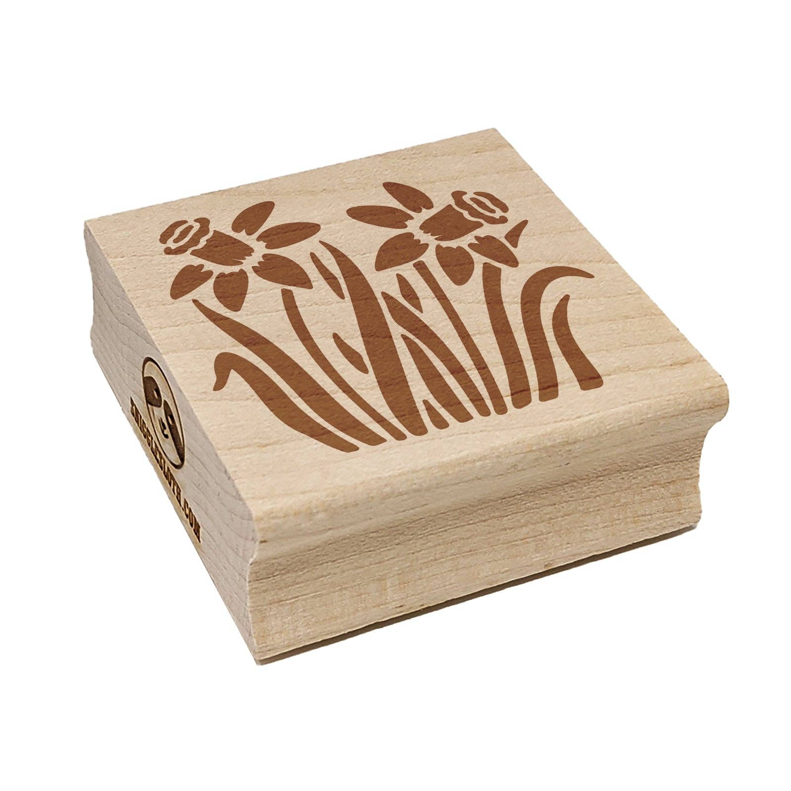 Sniggle Sloth - Wholesale Rubber/Decorative Stamp - Daffodil Flowers Square Rubber Stamp for Stamping Crafting2