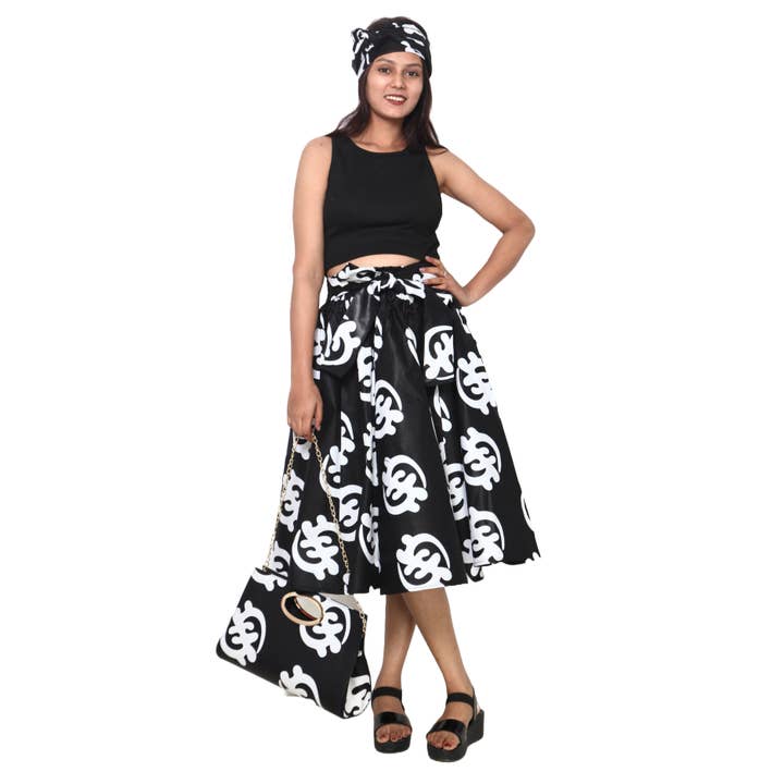 Women's Printed Midi Skirt -- FI-36P With Handbag for wholesale by African Stars