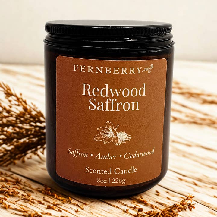 Vela de Madera de Cedro Azafrán | Mecha de Madera 8oz para venta al por mayor de Fernberry