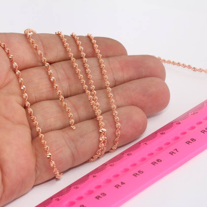 Chaînes torsadées en corde en or rose 2mm, BXB255 pour la vente par QueenJewelryM