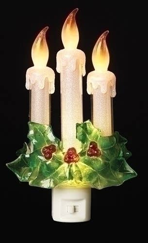 Roman - Wholesale Night Light - Holly Nightlight w/3 Candles0