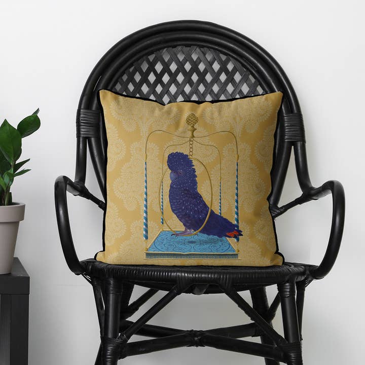 FabFunky Ltd - Wholesale Throw/Decorative Pillow - Blue cockatoo on swing Tropical bird Pillow outdoor cushion4