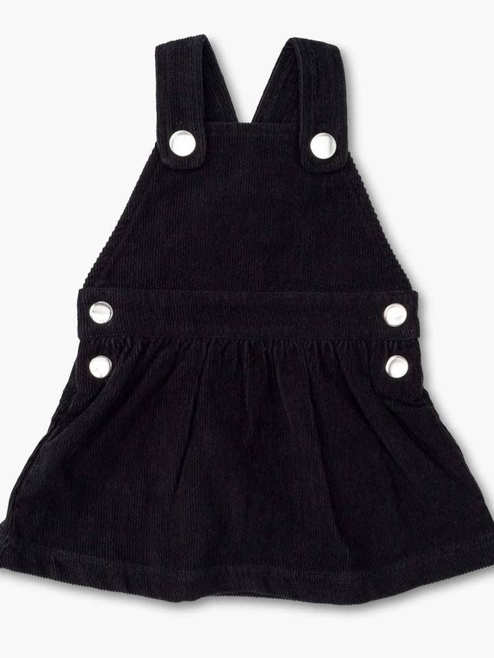 Corduroy Pinafore Dress_Black for wholesale by Monica + Andy