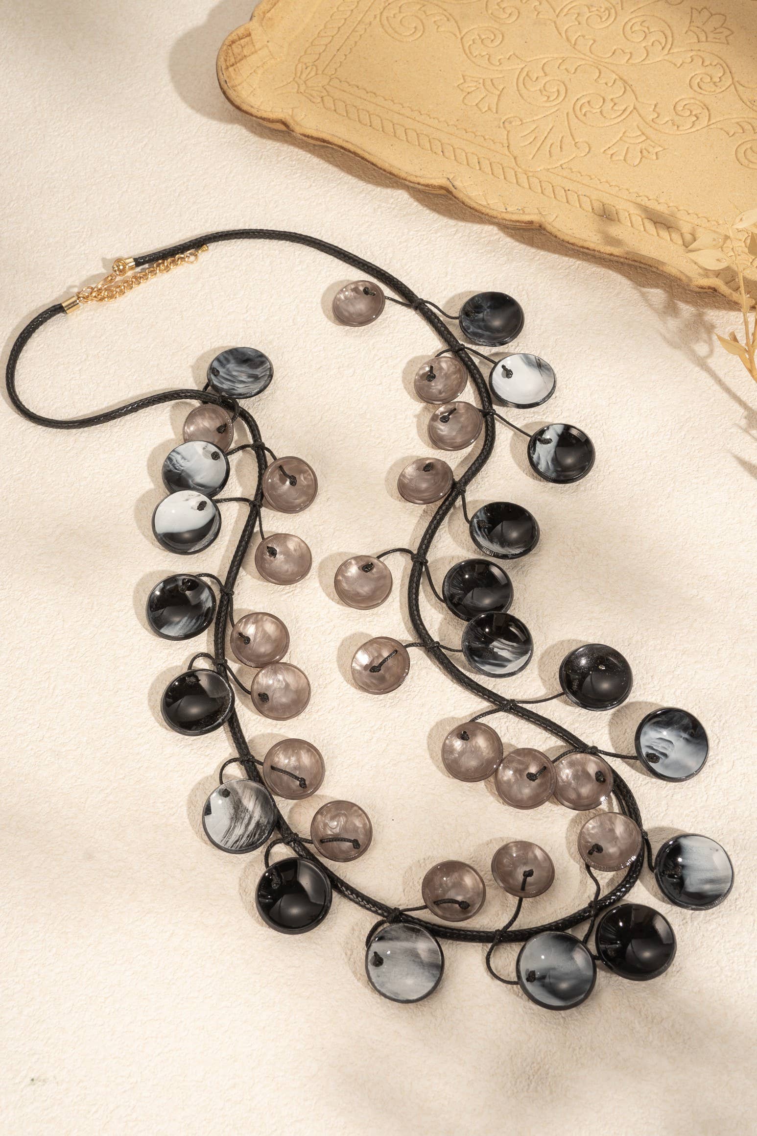 COSMOS - Wholesale Beaded/Pearl Necklace - Bohemian Chic Natural Marbled Resin Necklace3