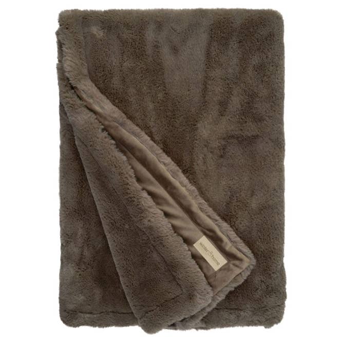 Winterhome - Wholesale Decoratiedeken - Winterhome plaid imitatiebont Guanaco cappuccino 140x200cm