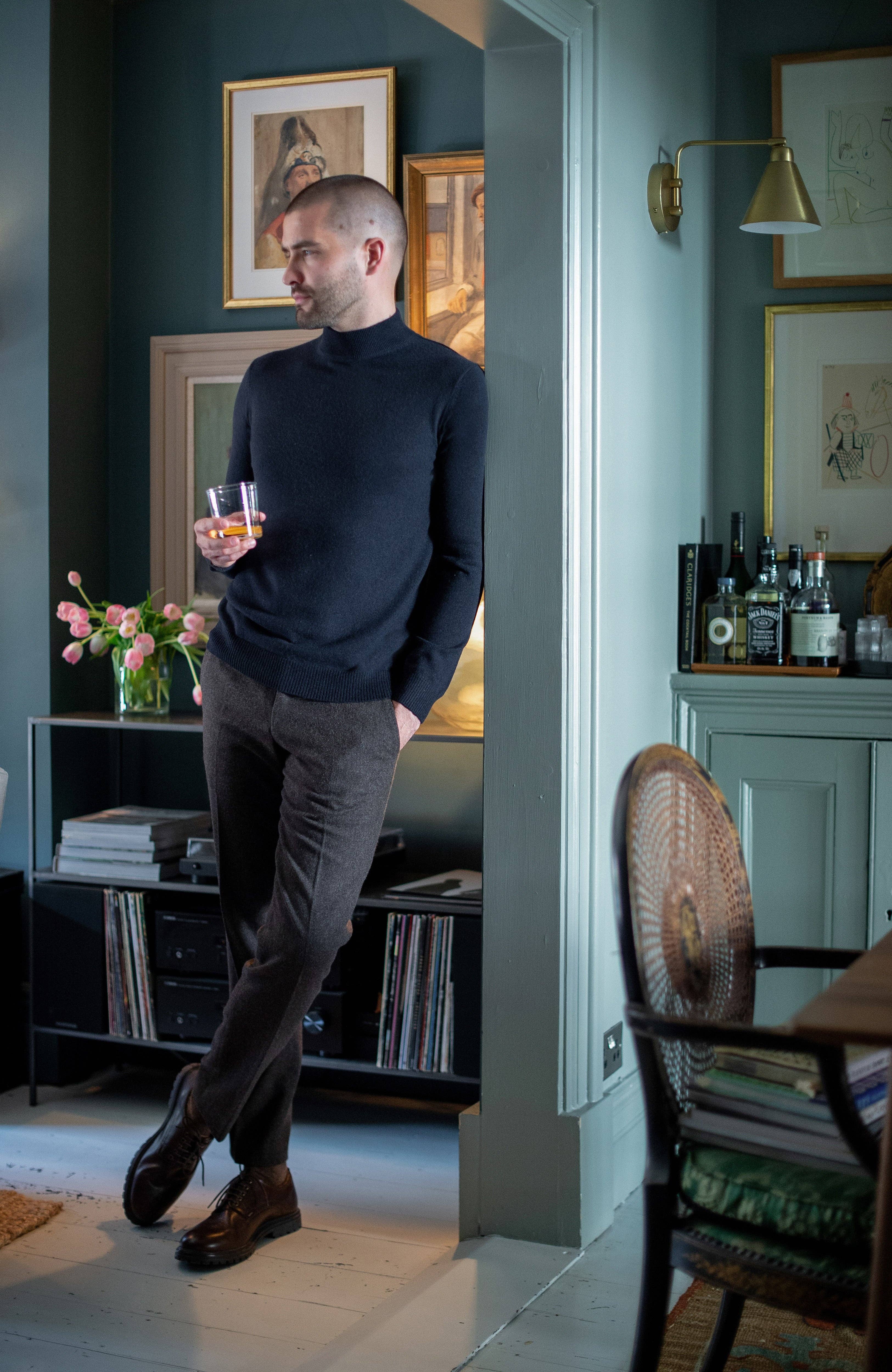 Paul James Knitwear - Wholesale Knit Sweater - Men's - Mens Lightweight Merino Cashmere Mock Turtle Neck Jumper10