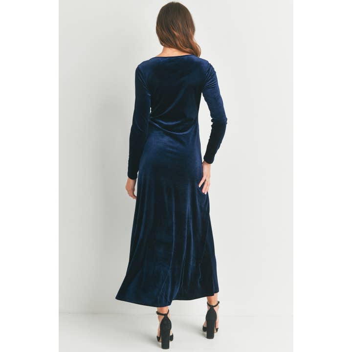 Hello Miz - Wholesale Dress - Maternity - Velvet Long Sleeve Maternity Midi Dress