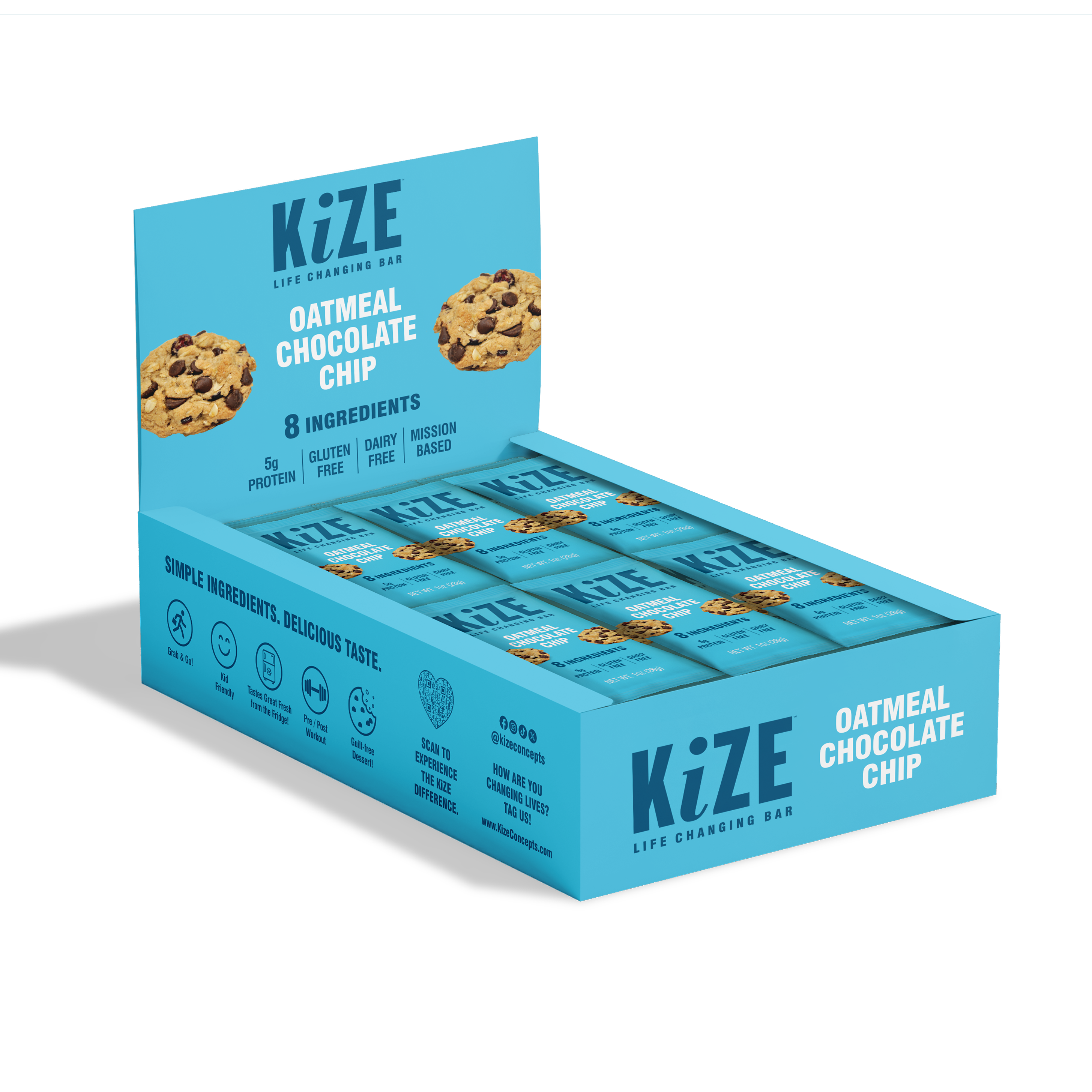 KiZE Life Changing Bars - Wholesale Snack Bar - Oatmeal Chocolate Chip, Protein Snack Bar, 1oz, 24ct1