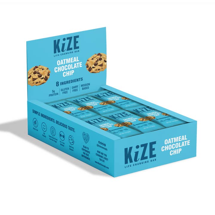 KiZE Life Changing Bars - Wholesale Snack Bar - Oatmeal Chocolate Chip, Protein Snack Bar, 1oz, 24ct1