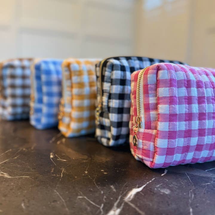 Ellison+Young - Wholesale Makeup/Cosmetic Bag - Color Parade Gingham Cosmetic Case