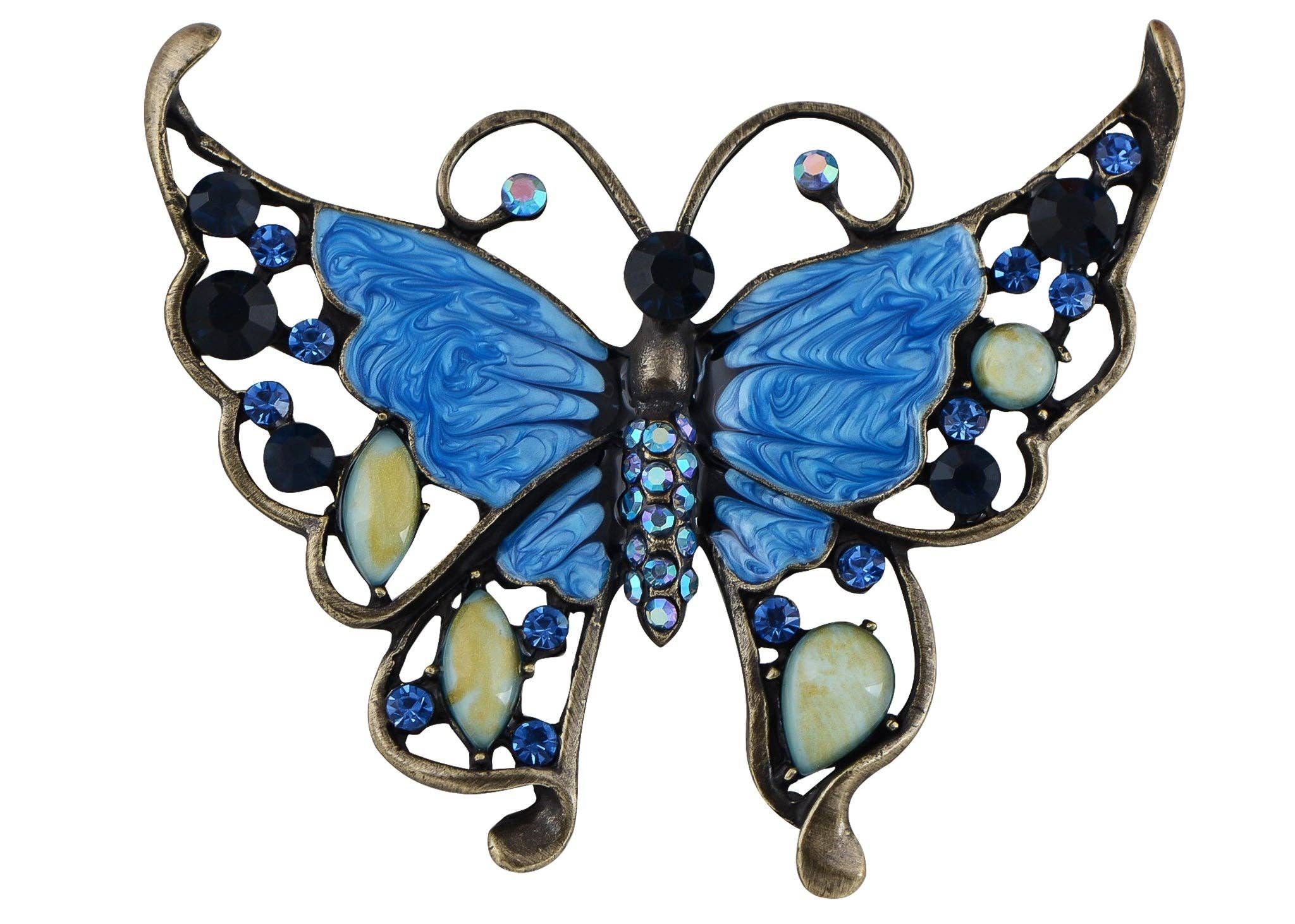 AK Brand - Wholesale Brooch - Antique Green Enamel Opal Butterfly Insect Brooch Pin19