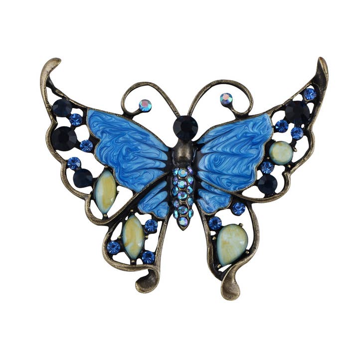 AK Brand - Wholesale Brooch - Antique Green Enamel Opal Butterfly Insect Brooch Pin19