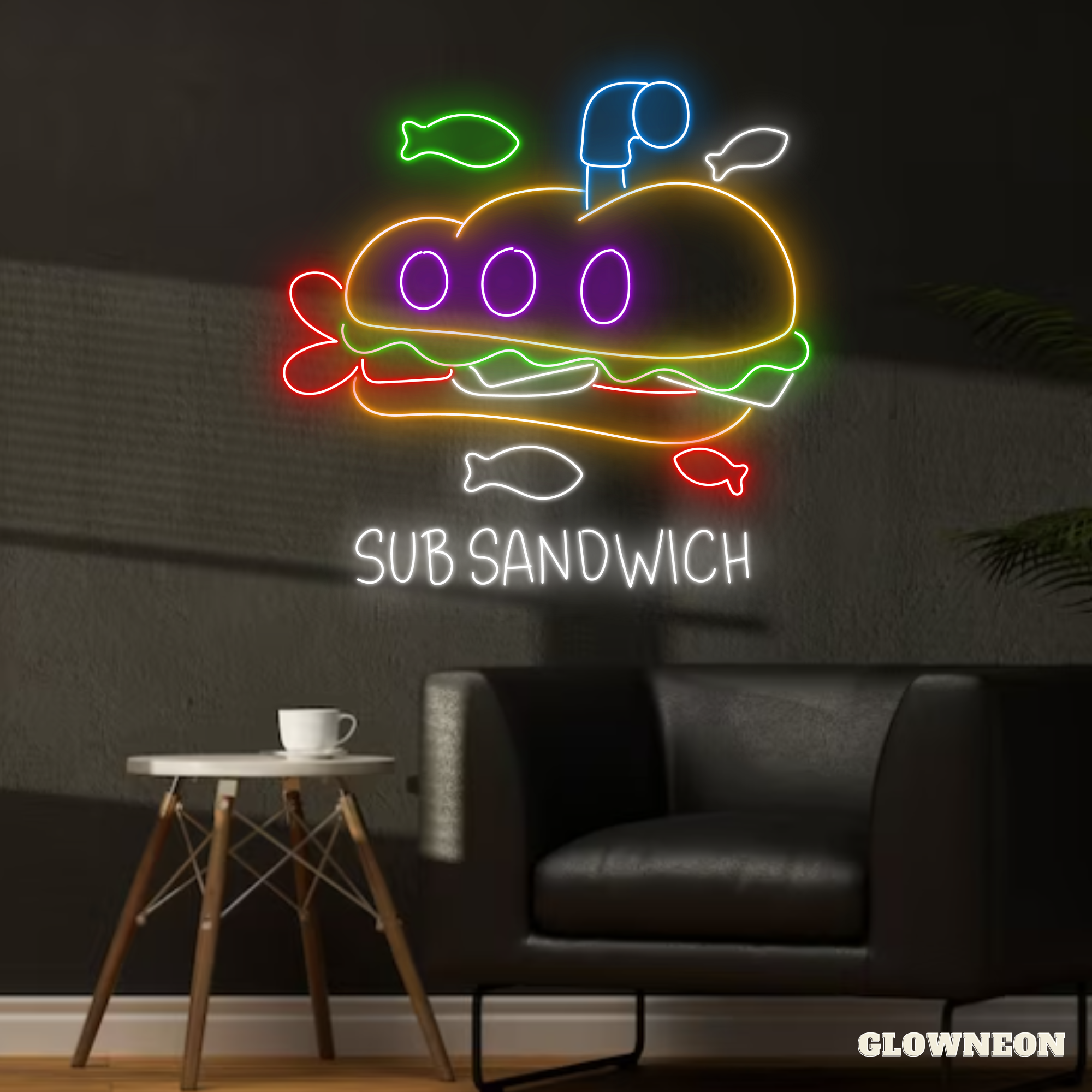 Glow Neon - Wholesale Neon Sign - Sub Sandwich Neon Sign, Sandwich Decor, Fast Food Shop Decor1