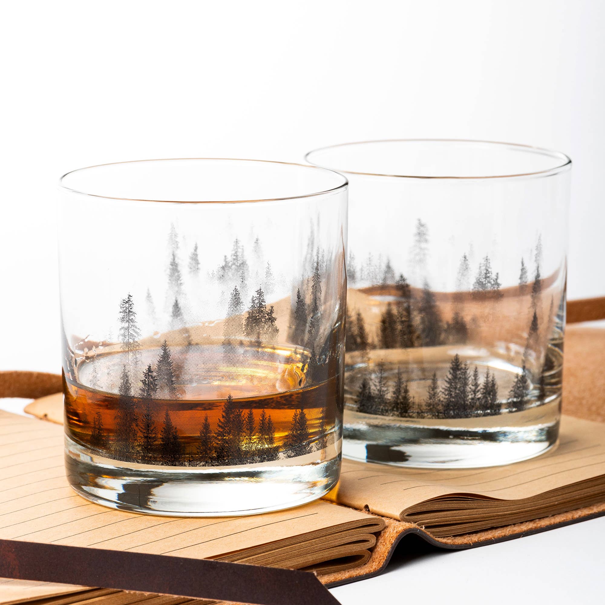 Black Lantern – wholesale Cocktail/liquor glass – Forest and Clouds Whiskey Glasses2