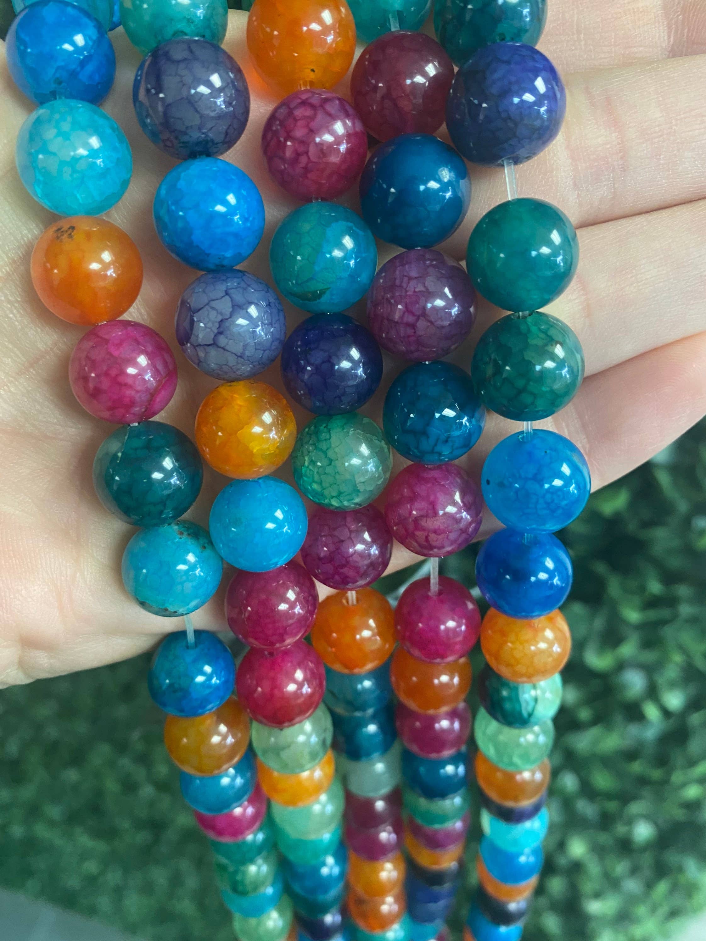 The Bead Bazaar - Wholesale Beads - 6mm Bright Rainbow Agate Beads, 8mm Multicolor Candy Bright2