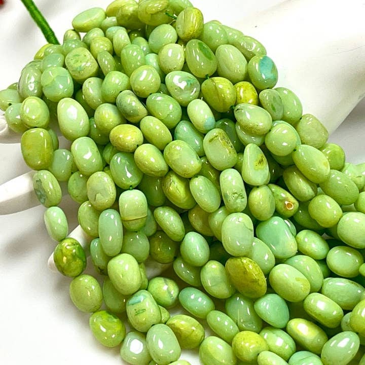 TRIVENI USA INC - Wholesale Beads - Green Opal Gemstone Smooth Freeform Nuggets Beads Strand5