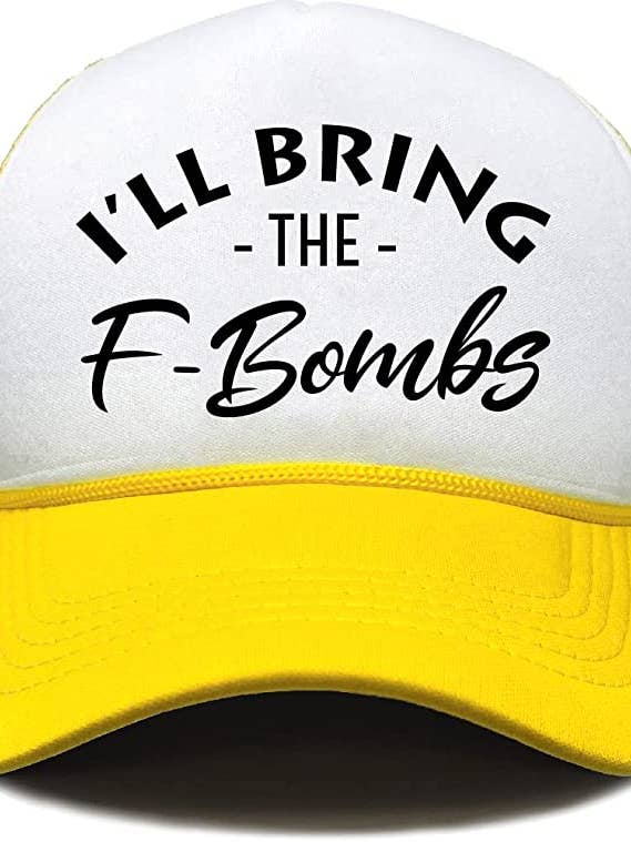 Casquette de camionneur - I'll Bring The - F-Bombs (blanc/jaune) pour la vente par Funky Junque