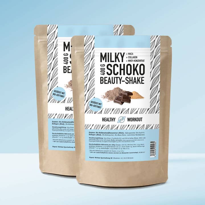 Organic Workout - Wholesale Protein/superfood powder - Milky Choco BEAUTY SHAKE with organic whey protein + collagen + maca9