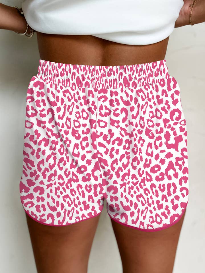 FULL TIME PURCHASE - Wholesale Shorts - Women's - Leopard Elastic Waist Lace up Contrast Trim Casual Shorts
