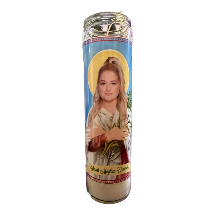 Meghan Trainor Devotional Prayer Saint Candle for wholesale by The Luminary and Co.