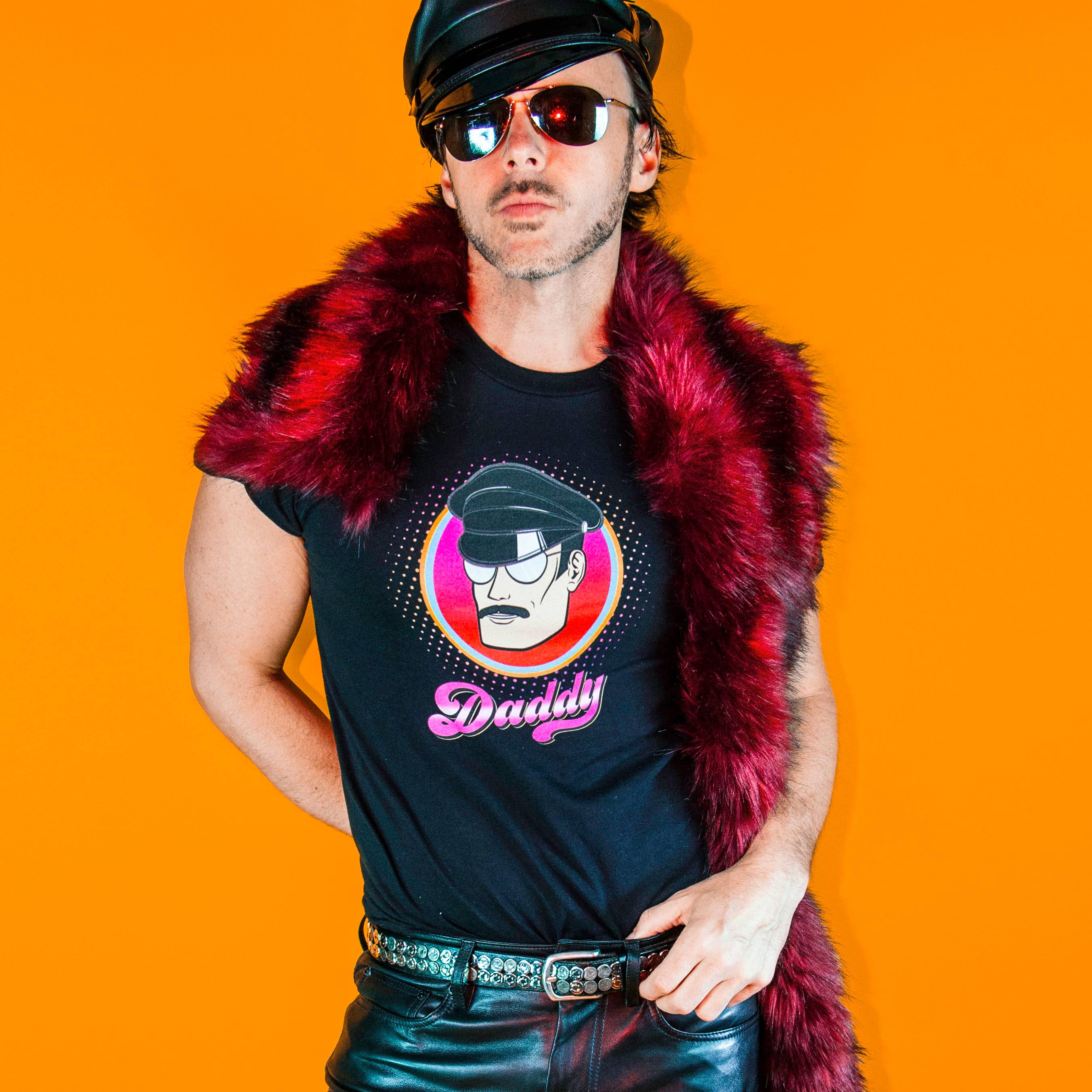 Peachy Kings / Kweer Cards - Wholesale Screen Printed T-Shirt - Men's - "Daddy" T-shirt (Gay Queer LGBTQ) - Black1