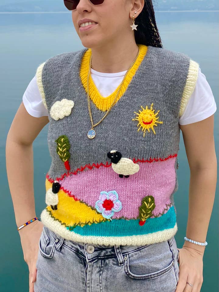 Happy Sweater Vest for wholesale by SmyrnaCollective