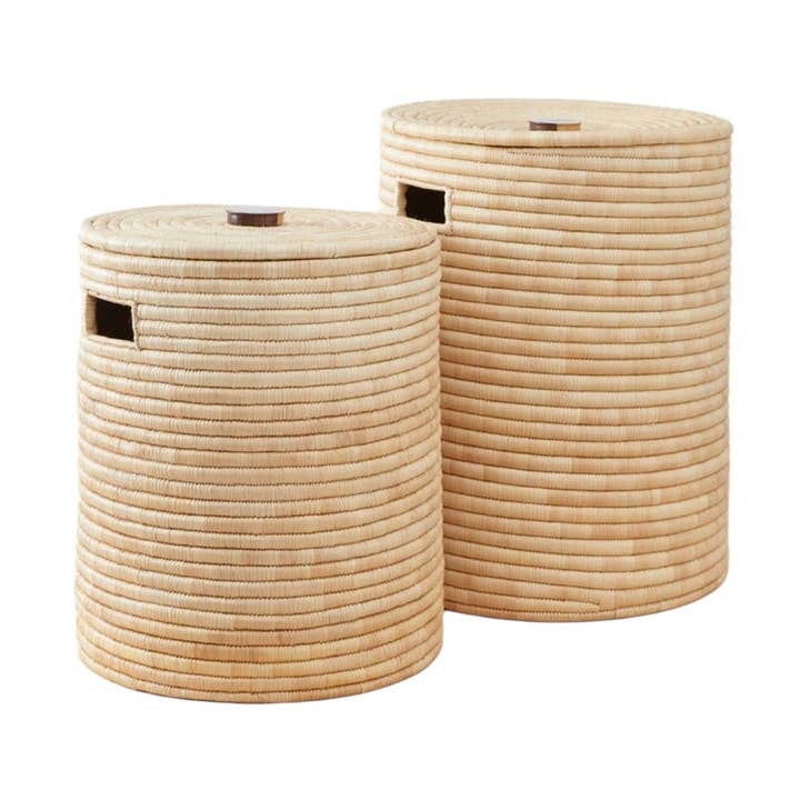 Woven Storage Basket With Lid: Sunga Classic Storage Basket - Natural for wholesale by The African Home Goods