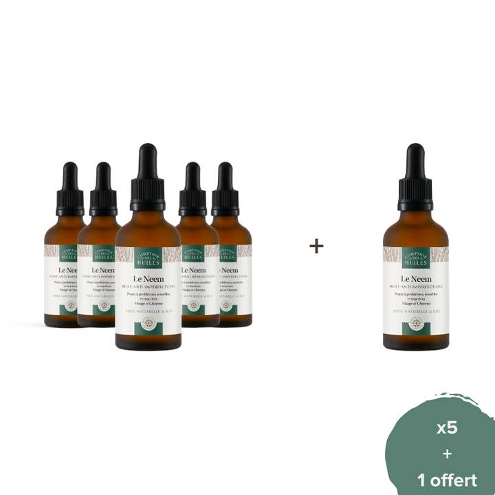Pack of 5 + 1 - Neem Oil Organic - Skin care for wholesale by COMPTOIR DES HUILES
