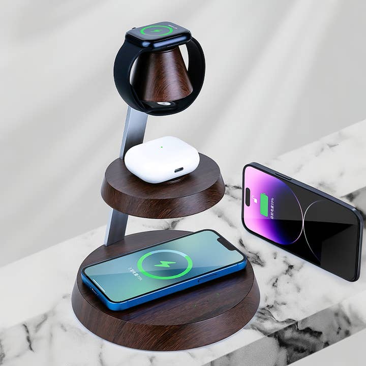 EP Design Lab - Wholesale Charging Dock - 3-in-1 Tabletop Wireless Charger with Dimmable Night Light