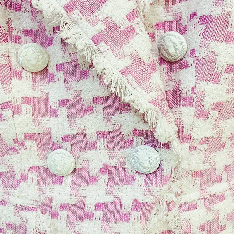 Productseeker - Wholesale Suit Set - Women's - SET063 Elegant Pink Houndstooth Suit Set6