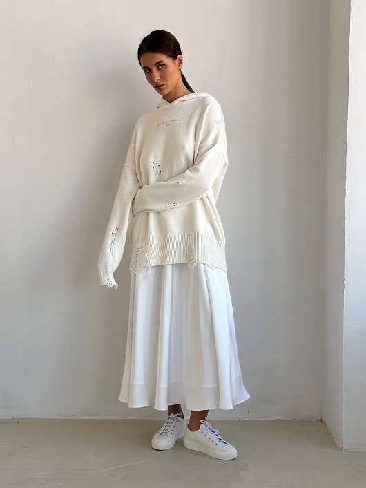 Hope & Sunshine - Vendita all'ingrosso Gonna - Donna - Gonna midi a vita alta in raso2