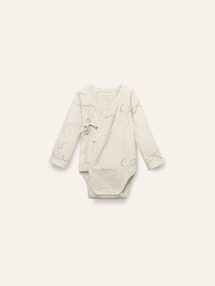 Organic Pima cotton kimono baby onesie - breeze for wholesale by Granelito