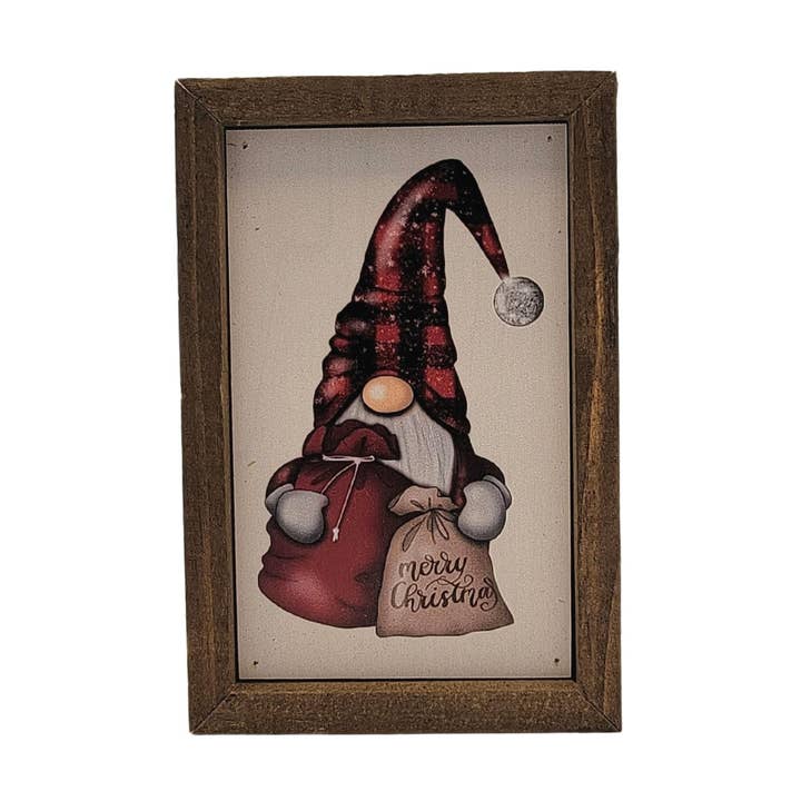 Christmas Present Gnome Sign - Rustic Christmas Décor for wholesale by Driftless Studios