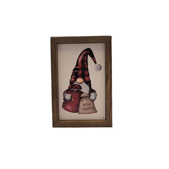 Christmas Present Gnome Sign - Rustic Christmas Décor for wholesale by Driftless Studios