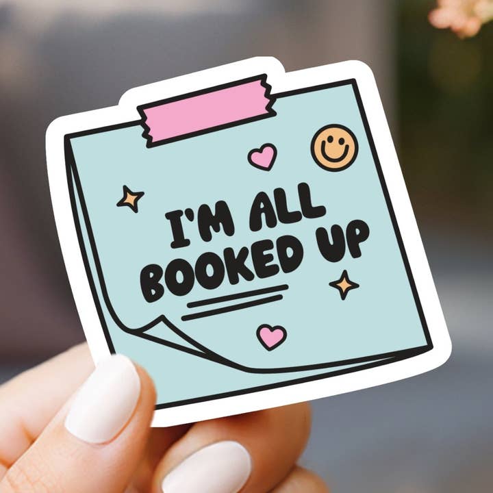 I'm All Booked Up Sticky Note Sticker for wholesale by Market by Mari