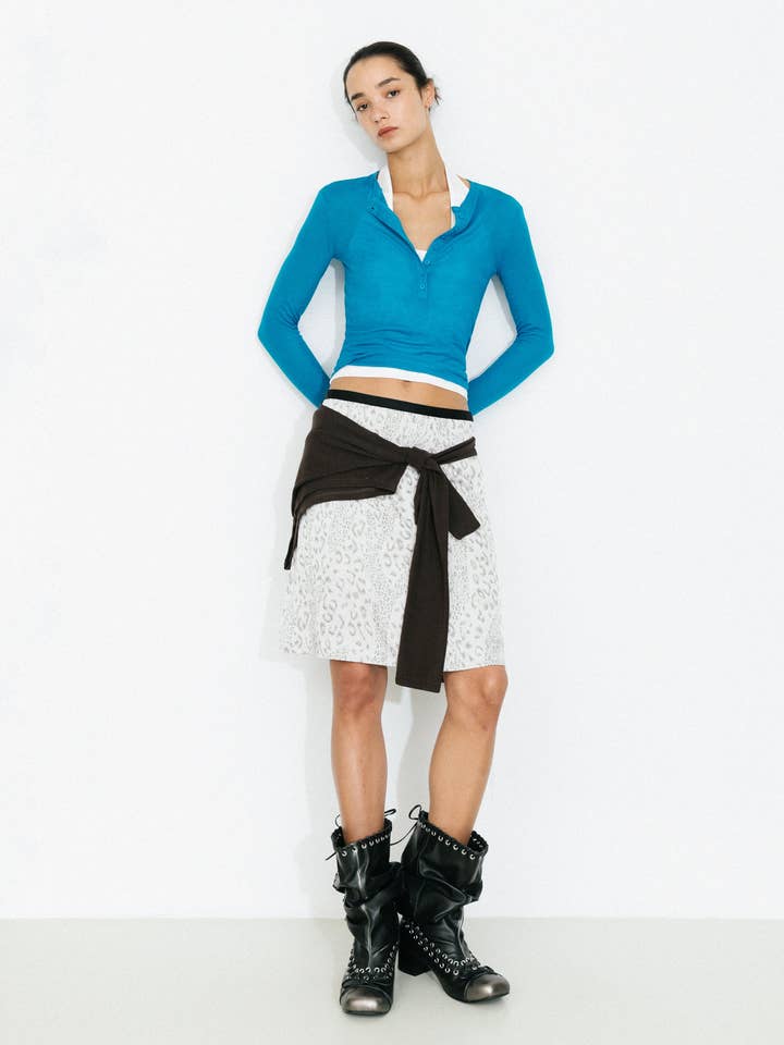 C by CUBIC Henley Neck Slim-Fit Long-Sleeve Top for wholesale by CUBIC