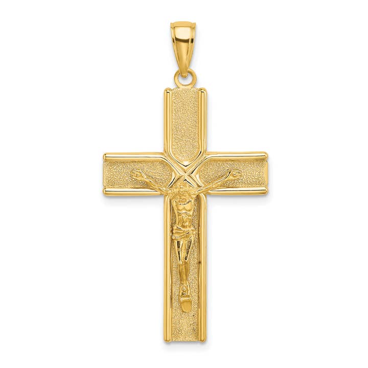 10K m/Satin Finish Crucifix Charm for engroshandel hos Sophia Jewelers
