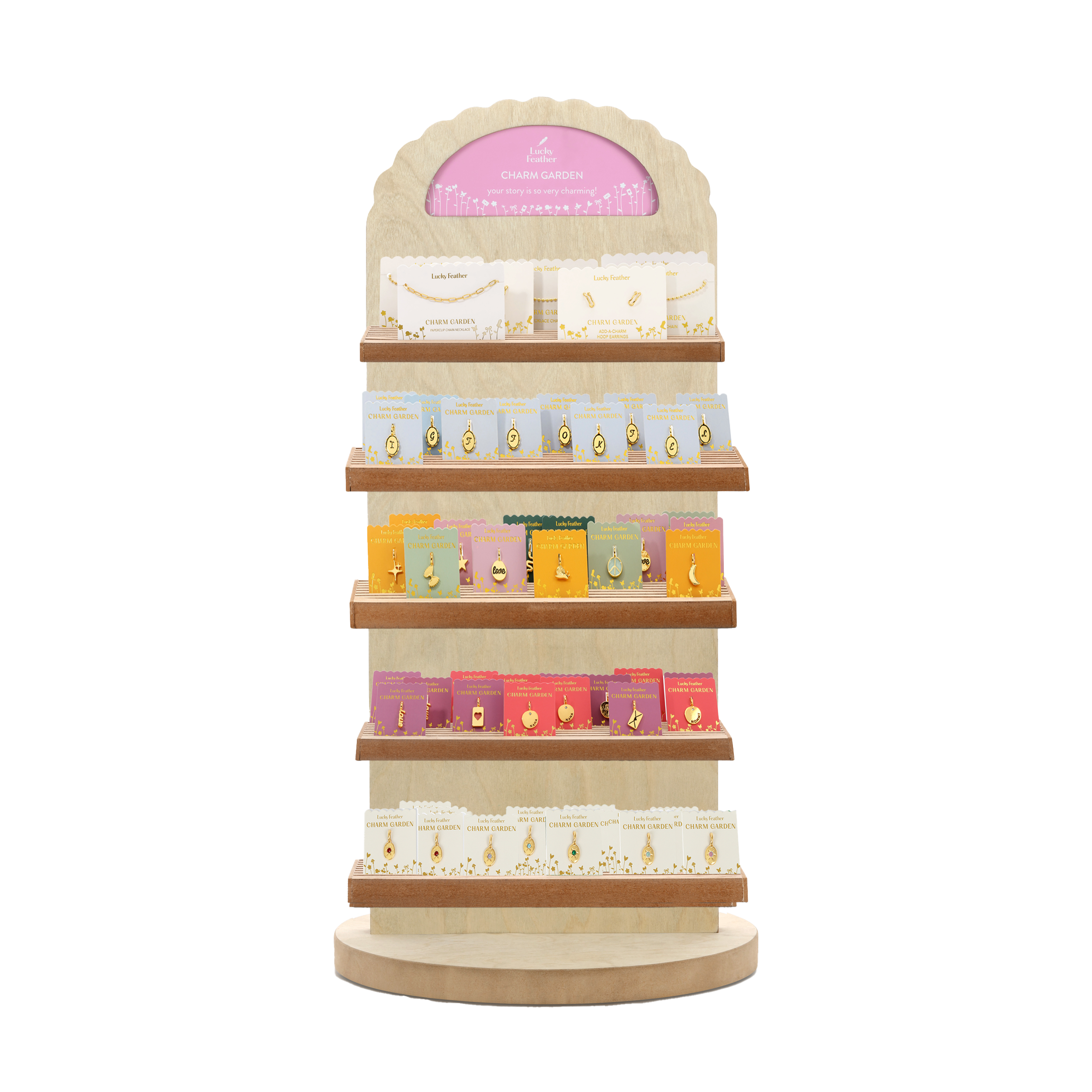 Lucky Feather - Wholesale Jewelry Set - Charm Garden Gold + Silver Bundle - Popular Letters, Shapes, Birthstones & Jewelry Base Items - (480 pieces total!) + free Display0