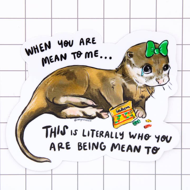 Gummy Bear Otter Vinyl Sticker for wholesale by Amy Hartelust Art and Illustration