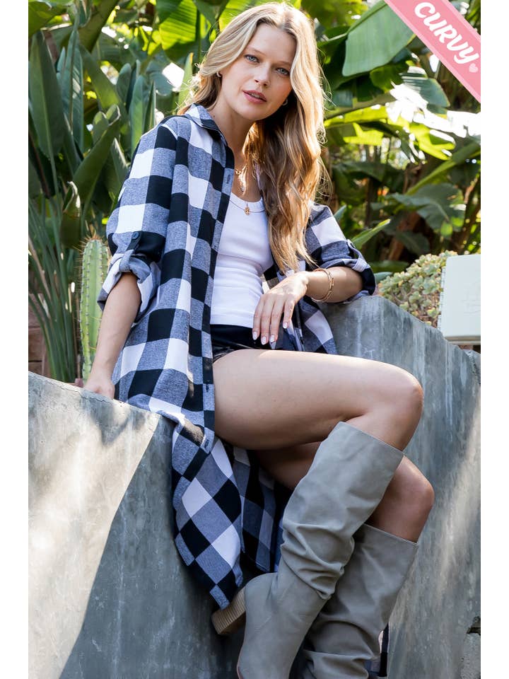 Sweet Lovely by Jen - Wholesale Button Down Shirt - Women's - SW2012PL PLAID BUTTON UP LONG SHIRT28