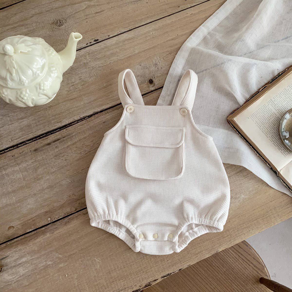 MyKids-USA® – wholesale Klädesset - Baby – Bebis Tecknad Tryck Topp med Våffeltyg Axelband Bodysuit Set13