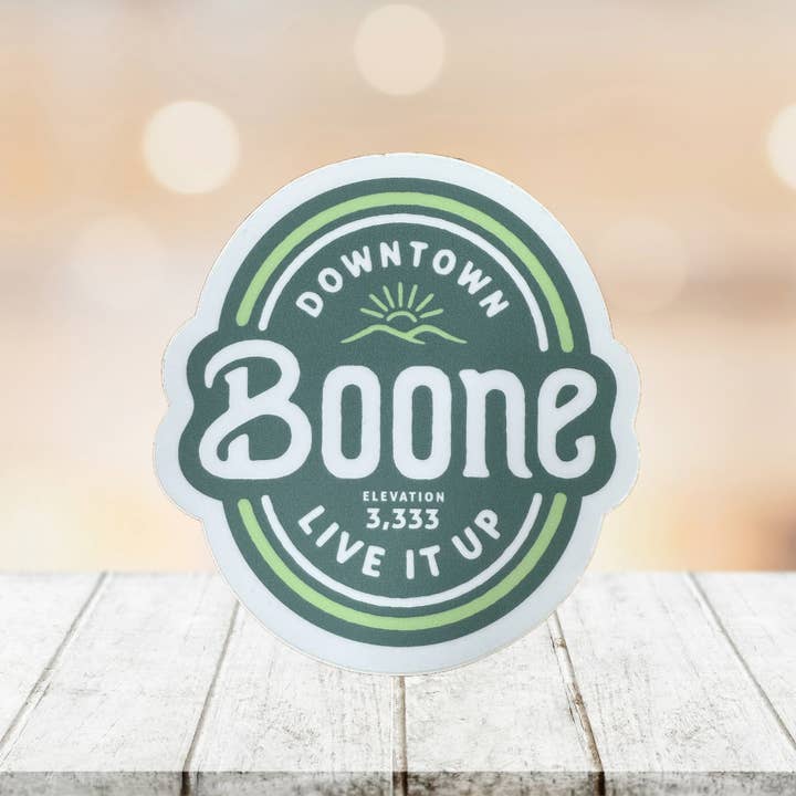 Downtown Boone Live it Up Vinyl Sticker for wholesale by Cardinal Souvenirs