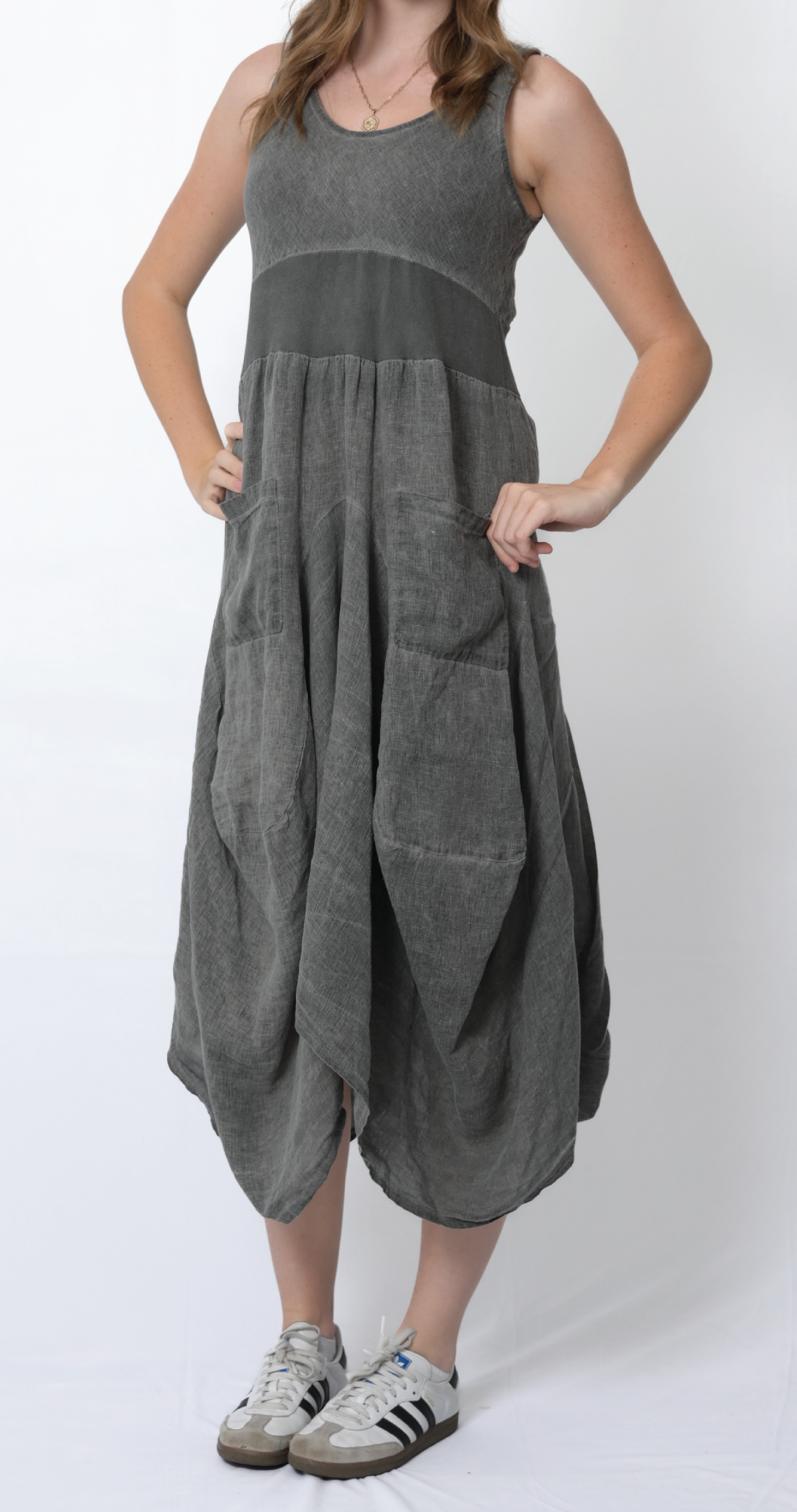 Merci Marie - Wholesale Dress - Women's - Linen Tank Gathered Dress #46708