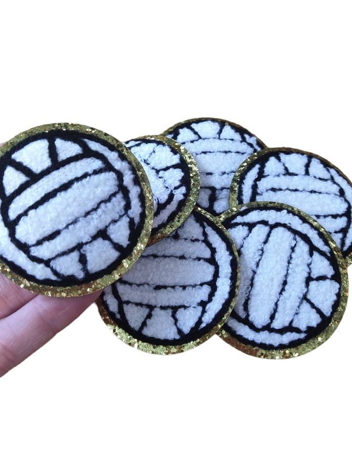 Volleyball Chenille Glitter Iron On Patch for wholesale by Scratch Decor