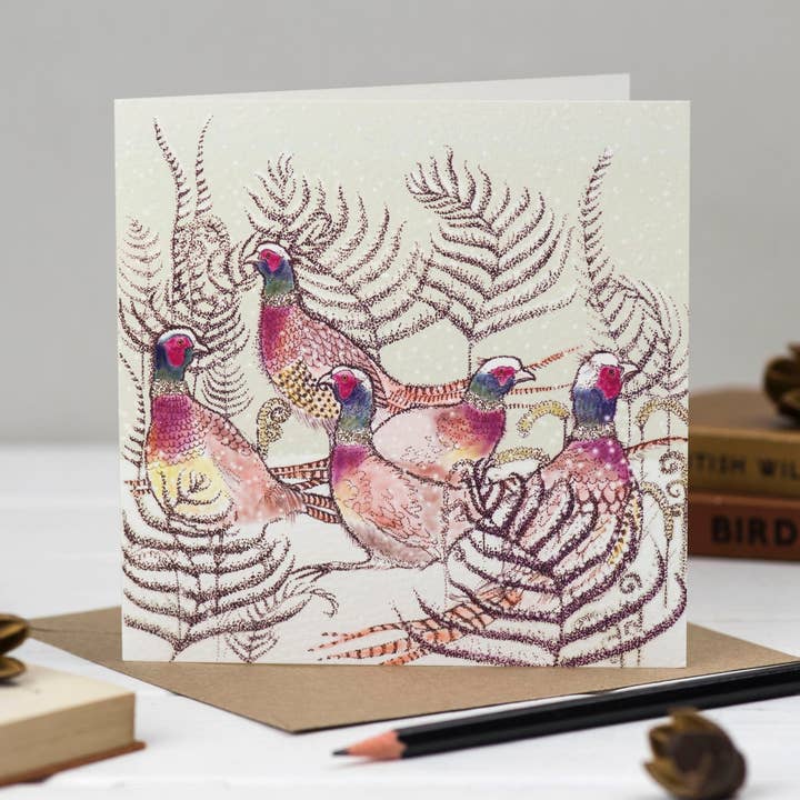 Ring-Necked Pheasants Greeting Card for wholesale by Fay's Studio