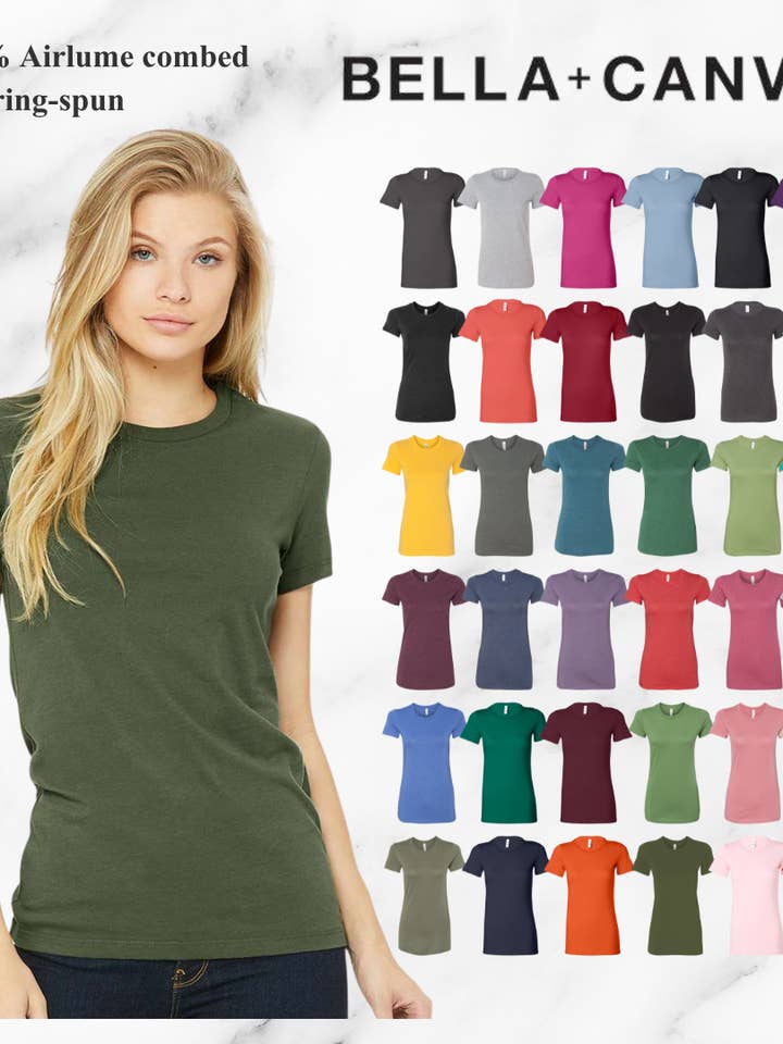 MYES BULK APPAREL - Wholesale T-Shirt - Women's - BELLA+CANVAS Women’s Airlume Cotton Crew T-Shirt2