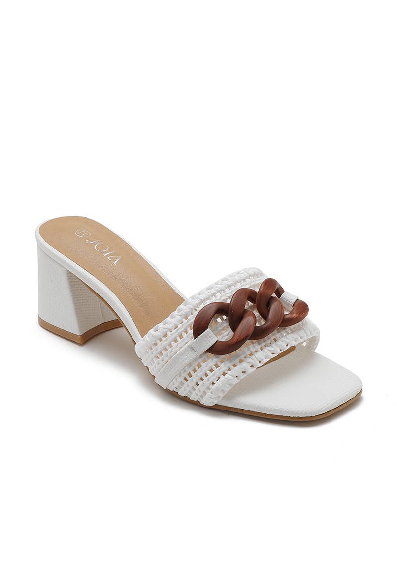 Joia Paris - Wholesale Mules - Women's - Canvas heeled mule with wood-style buckle HK-13151