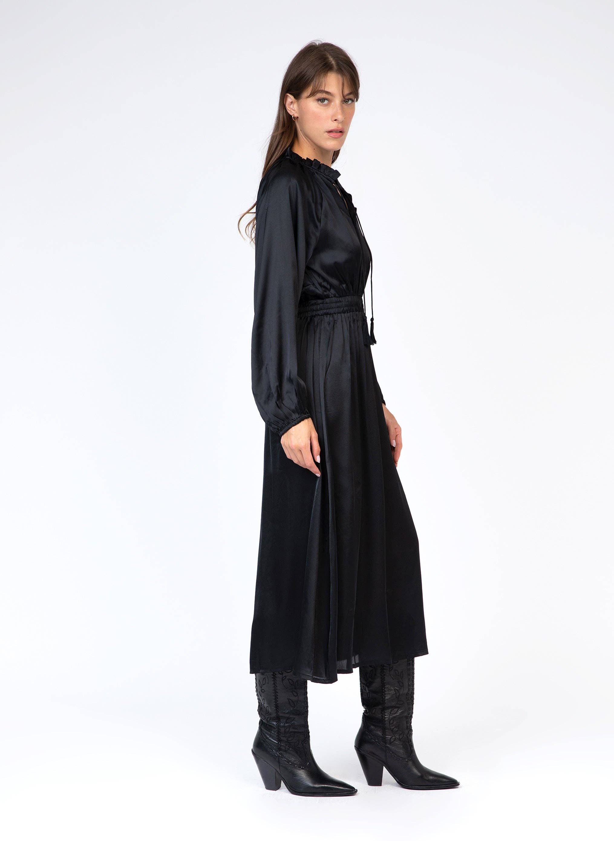 An'ge – Vestido - Mulher por atacado – Vestido longo OXENCE preto2