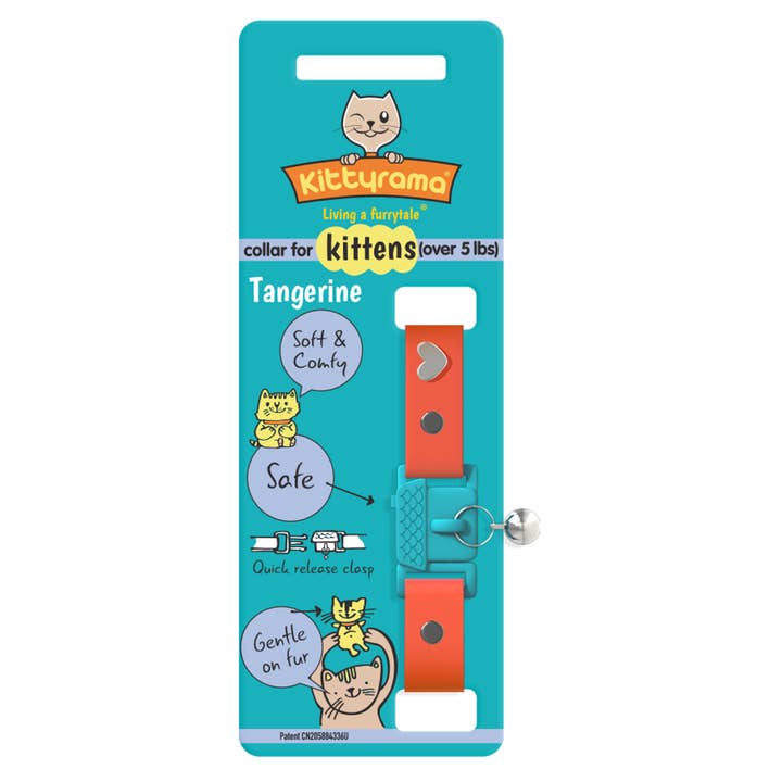 Kittyrama – wholesale Pet collar – Cat – Kittyrama Tangerine Kitten Collar. Vet & Cat Expert Approved