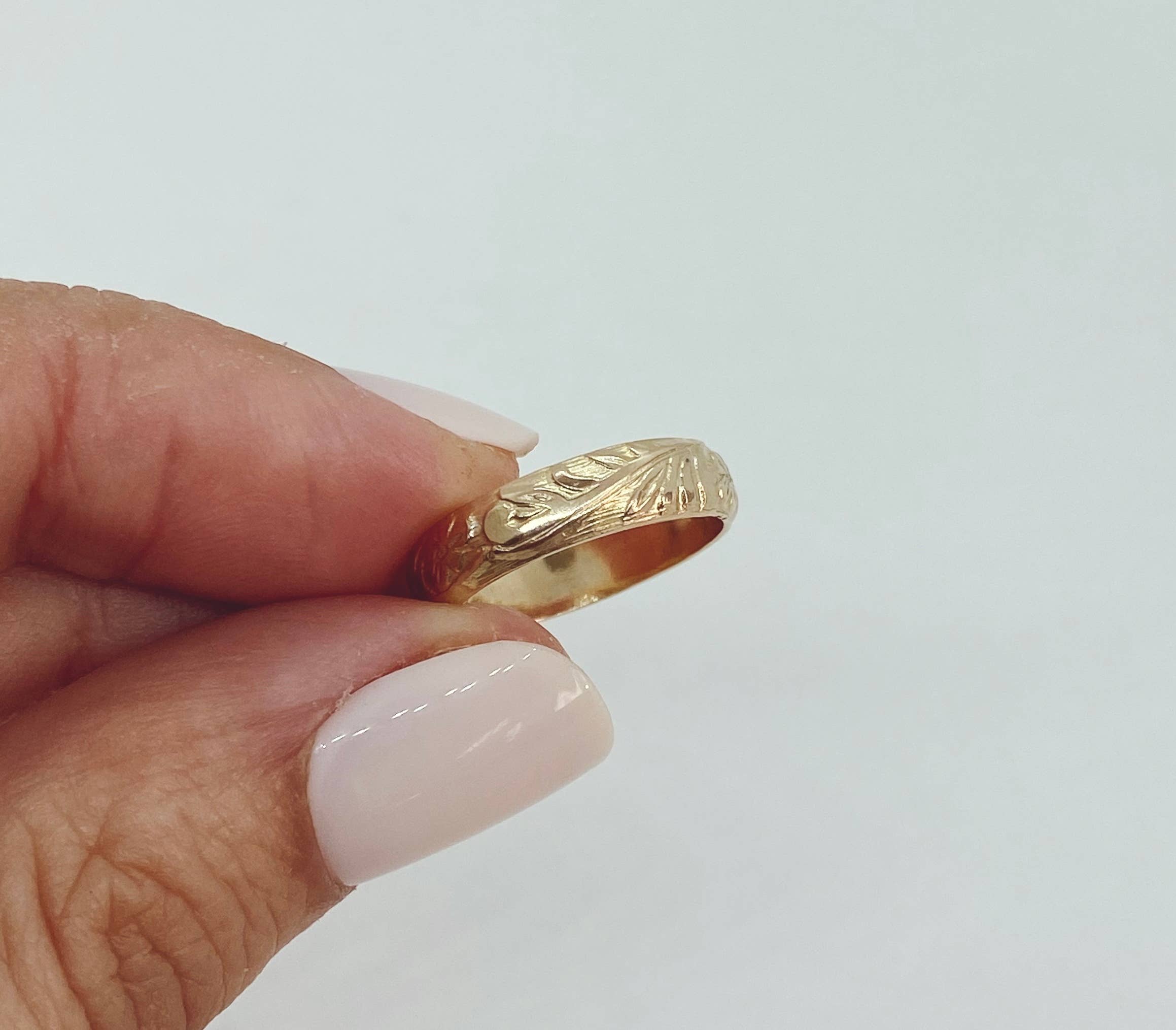 AVA Handmade Jewelry – Anel de banda por atacado – Banda grossa floral vintage; banda grossa floral, banda floral14